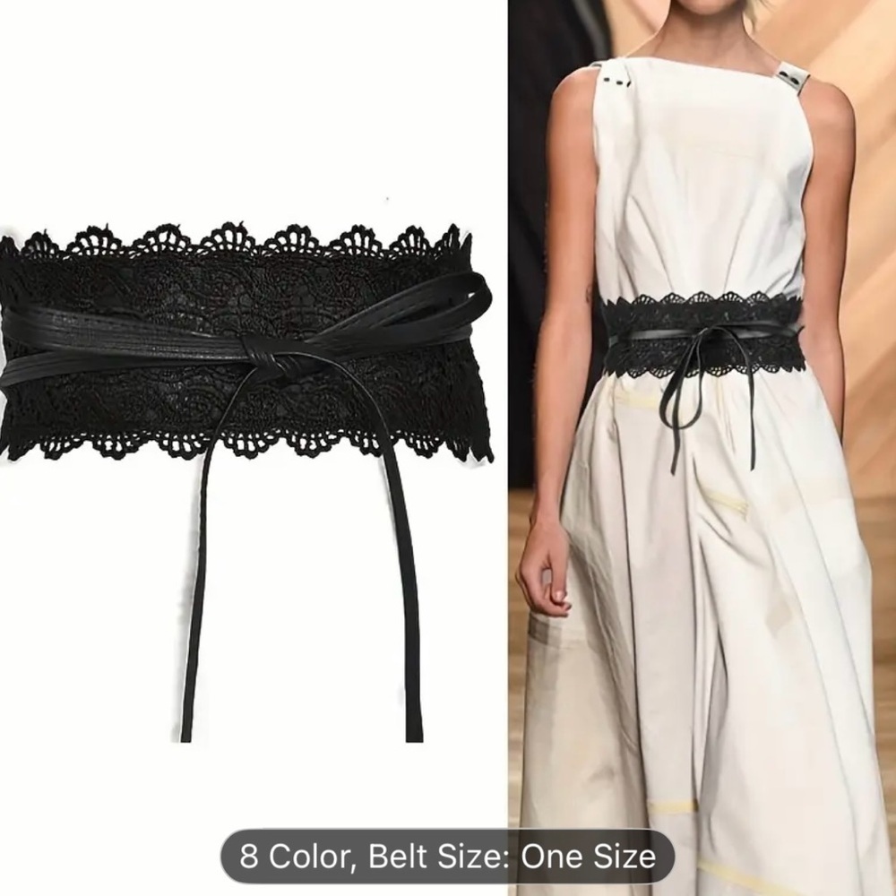 Elegant Black Lace Waist Belt